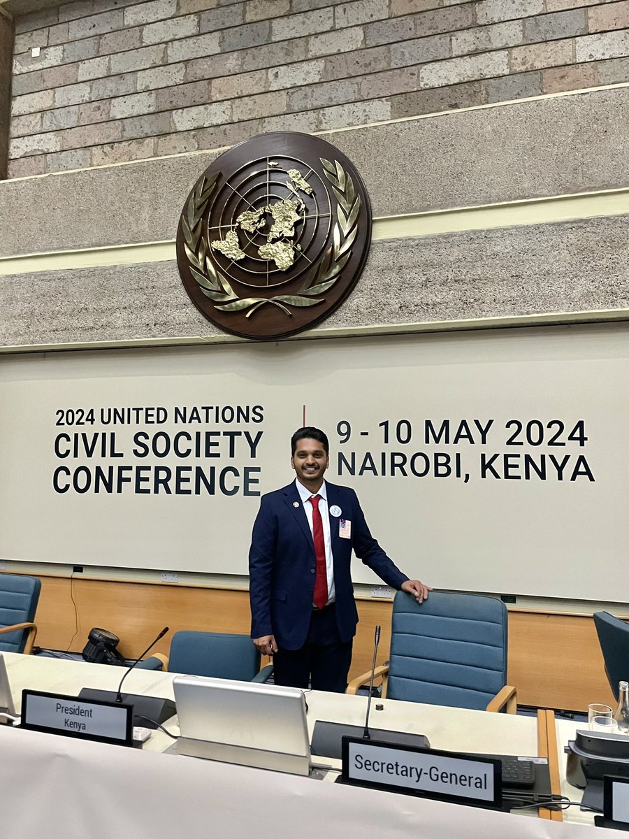 Honored to address delegates at the 2024 <a href="/UN/">United Nations</a> Civil Society Conference in #Nairobi with global leaders <a href="/antonioguterres/">António Guterres</a> <a href="/WilliamsRuto/">William Samoei Ruto, PhD</a>. Representing <a href="/UPEACE/">University for Peace</a> &amp; leading peace Ed. sub-group, I advocated for education, civil society engagement, and sustainable peace. 

@UNDGC_CSO