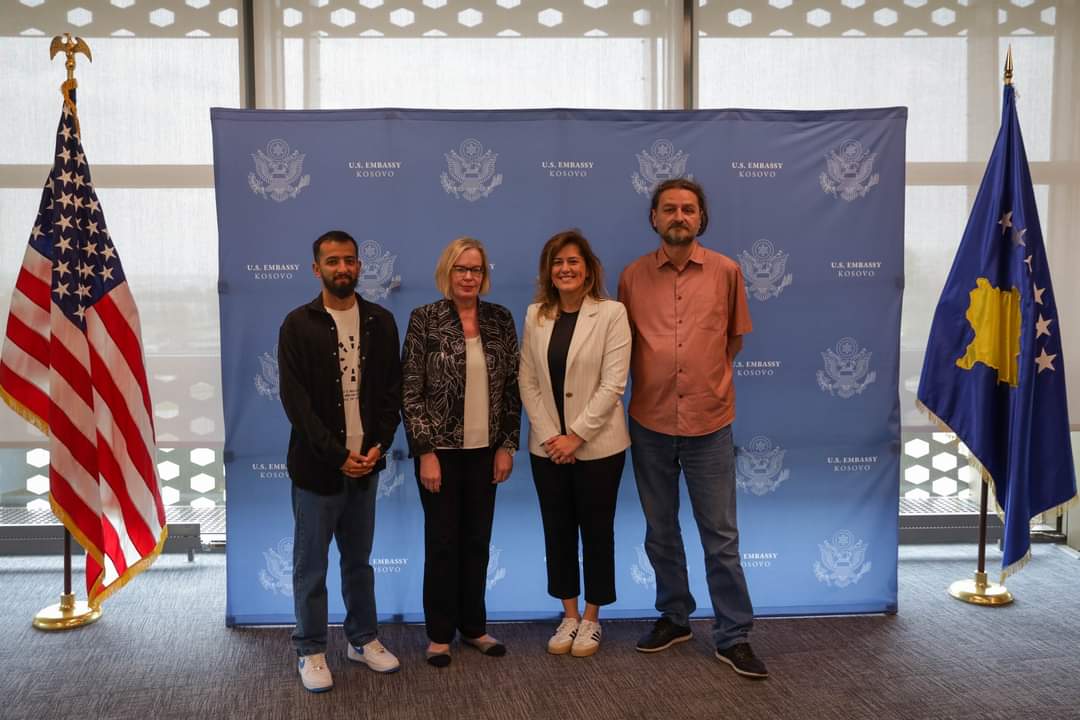 SVeshall's tweet photo. Today, at the American Embassy in Pristina, Nicole Chulick, Deputy Assistant Secretary of the State Department from the Bureau for Democracy, Human Rights and Labor, and the US Ambassador in Pristina, Jeffrey Hovenier, hosted us for a meeting. https://t.co/udD6CWVh1m
