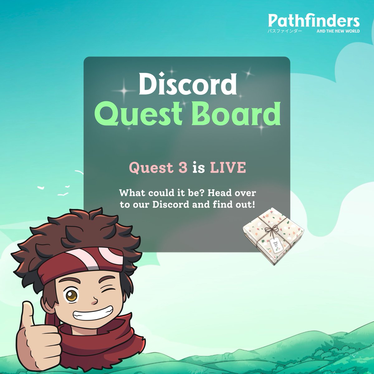 Pathfinders__'s tweet photo. In case you missed it... Quest 3 is LIVE. 🍃

If you aren't already in the Discord, make sure to join. We're introducing something fun after Quest 3 to reward our loyal Pathfinders. 

Wat's in the box? 🤔