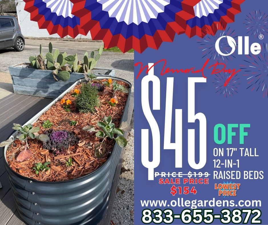 🇺🇸Memorial Day Sales Event @ Olle Gardens. Lowest price on 17' 12-in-1 Raised beds on $154 each. Don't miss out.
Shop Now ollegardens.com/collections/12…

#ollegarden #ollegardenlife #plant4fun  #ShopLocal #MemorialDaySales #GardeningDeals #RaisedBeds