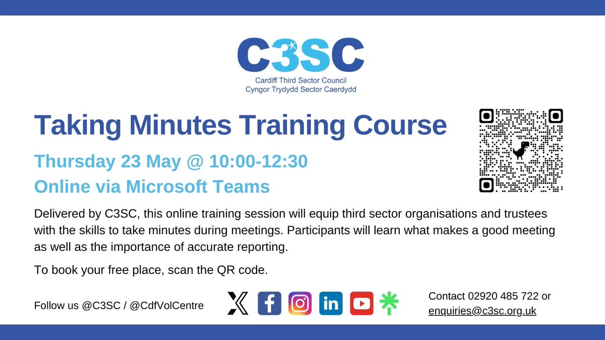 C3SC's tweet photo. Our #TakingMinutes #Training Course will be running in 2 days time and there's a few spaces left to join! Learn about the importance of good minute-taking and capturing information for effective reporting and future reference.

Book your place here: https://t.co/w6j83fKNI0 https://t.co/fnwMQKyqc3