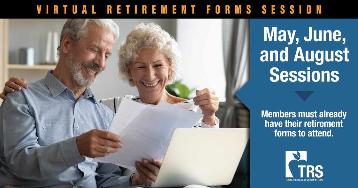 Your retirement form questions answered. Join us this summer for a virtual Retirement Forms Session. TRS staff members will present forms, explain how to complete them and answer all your questions ow.ly/WABE50LOL5K.