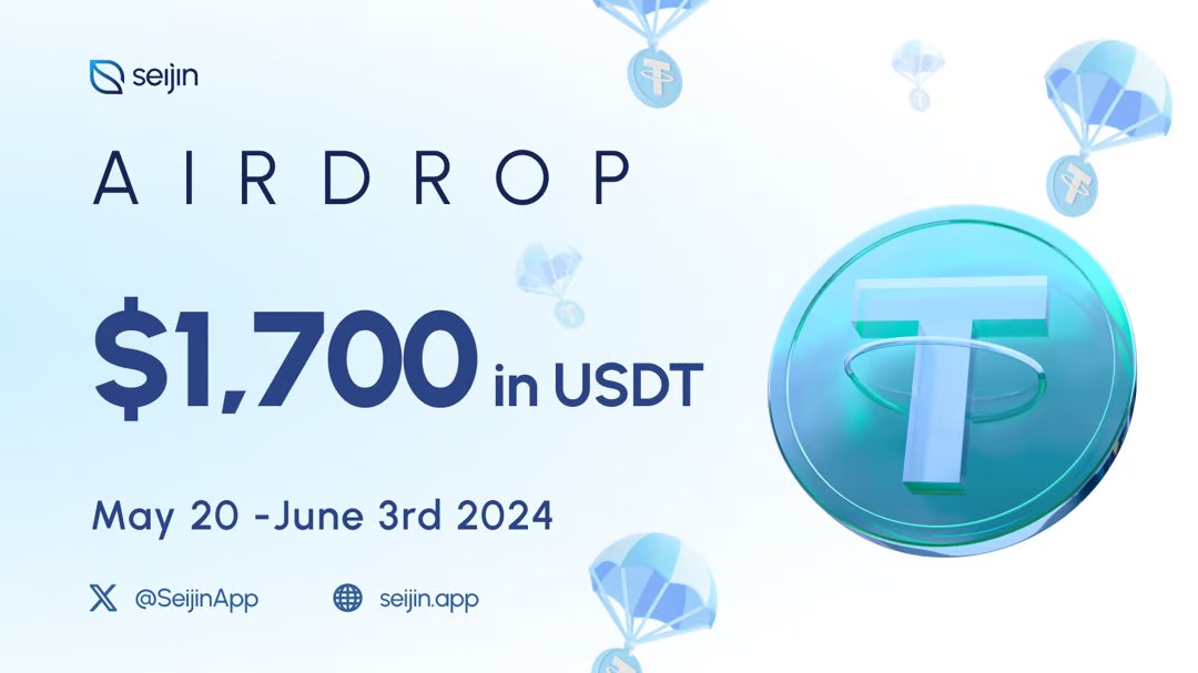 New airdrop: Seijin (USDT) Total Reward: 1,700 USDT Rate: ⭐️⭐️⭐️⭐️ Winners: 250 Random & Top 50 Distribution: within 2 weeks after the airdrop ends Airdrop Link: gleam.io/j4vHq/seijin-a… #Airdrop #Airdrops #Airdropinspector #SEI #Seijin #USDT #GleamAirdrop #GleamGiveaway