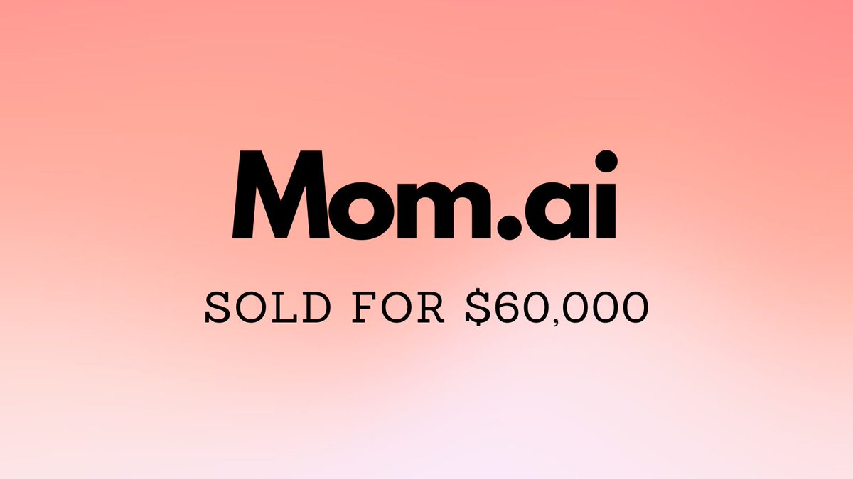 Yesterday saw $368k in domain name sales including: $60,000 Mom․ai $43,500 Rep․ai $12,000 Ying․ai $4,688 ProductAnalyst․com $3,788 DeliciousFarm․com Mom․ai last sold for $782 and Rep․ai last sold for $1,006 📈 🔥 Full list 👉 namebio.com/daily #Domains
