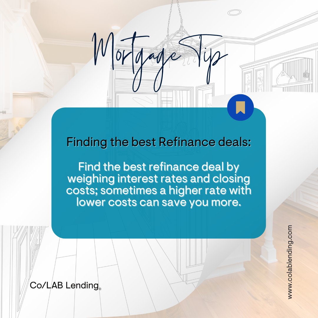 colablending's tweet image. 🏠 Tip: Find the best refinance deal by weighing interest rates and closing costs; sometimes a higher rate with lower costs can save you more. #RefinanceTips #SaveOnClosing #CoLABLending