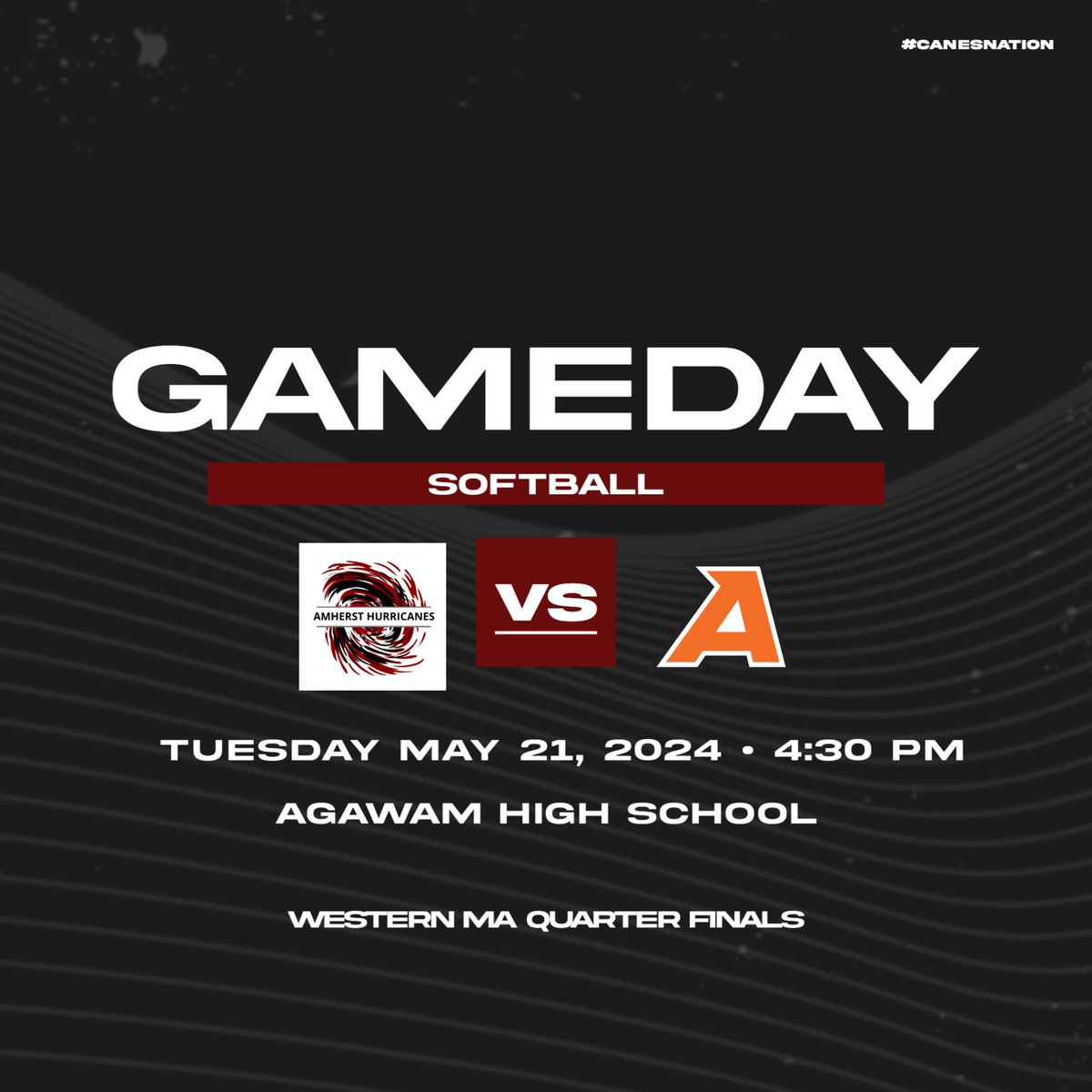 Come out and support our Hurricanes compete in the Westem MA Quarter Finals! 4:30 PM @AgawamHigh #CanesNation