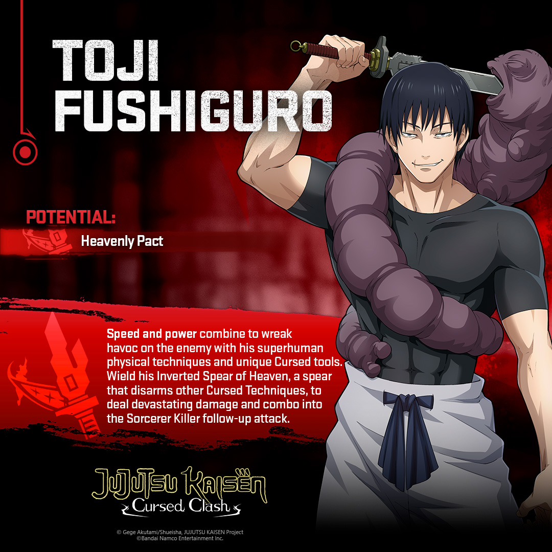 The Sorcerer Killer makes a killer impression. Toji Fushiguro is the next fighter joining the #JujutsuKaisen Cursed Clash DLC 'Hidden Inventory/Premature Death'!