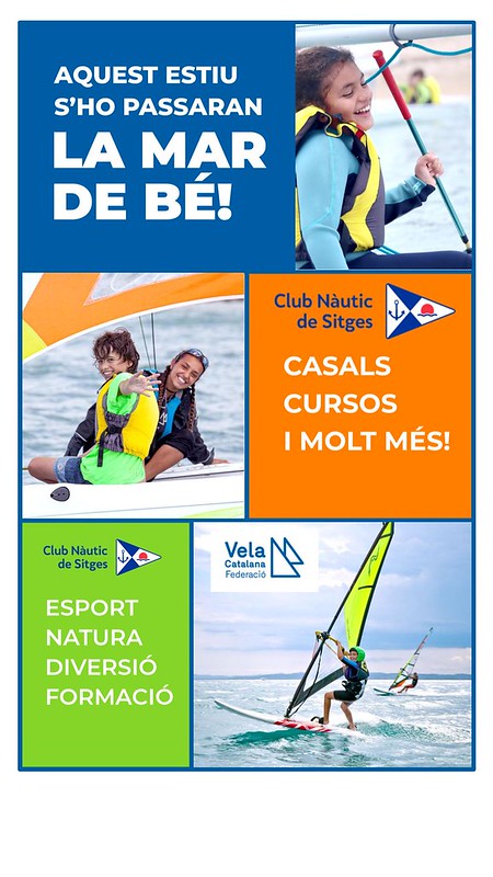 ⛵️¡Descubre las actividades de la Escuela de Vela del Club Nàutic Sitges! 🌊 Campus y esplais de vela para niños y jóvenes, junto con cursos de windsurf, paddle surf y surf para juveniles y adultos. ¡Ven y vive la aventura en el mar! 🏄‍♂️🏄‍♀️ #VelaClubNàuticSitges #EscuelaDeVela