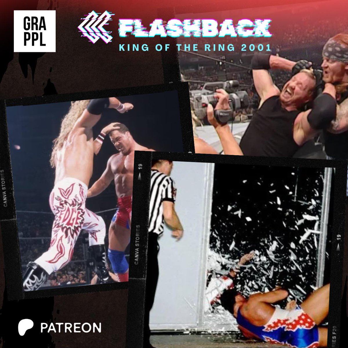 GRAPPLpod's tweet photo. PODCAST: Up today, @BensonRichardE &amp; @MattyEdwards86 are joined by @MichaelHamflett of @WhatCultureWWE to review WWF King of the Ring 2001!

Listen as the lads talk the impending Invasion, stalker DDP, Kurt vs Shane, STEVE, Benoit, Jericho &amp; everything else going on in 2001 WWF. https://t.co/Re6gHMF339