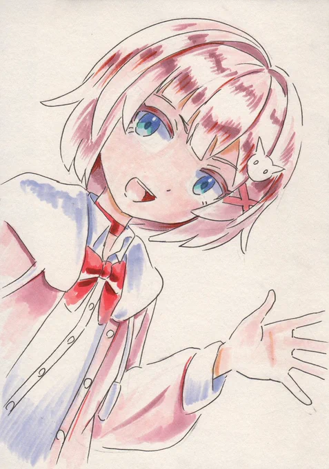 今3Dモデリングのモデルにさせていただいてる夏森轄のオリジナルキャラです 夏森さんのキャラクターをライブドローイング