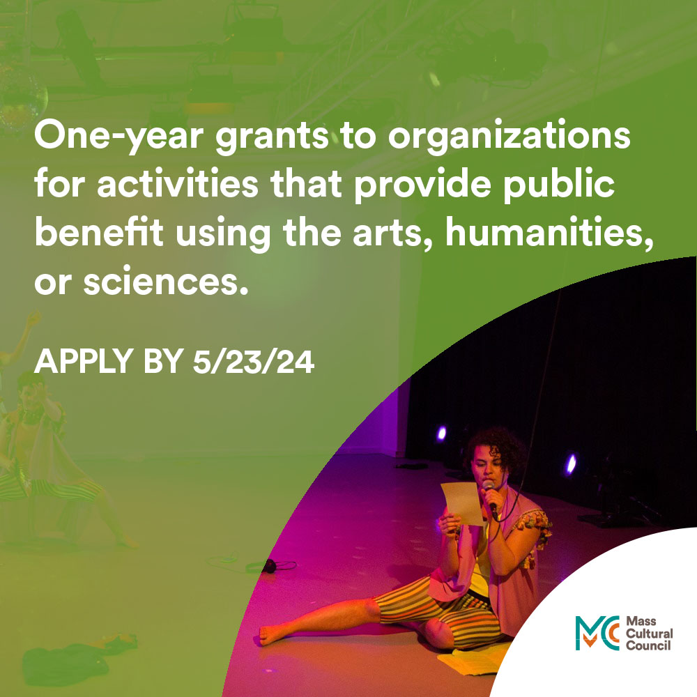 TWO DAYS LEFT TO APPLY: Festivals & Projects provides $2,500 grants for organizations to fund activities that provide public benefit using arts, humanities, or sciences and take place July 1, 2024 - June 30, 2025. Deadline: May 23. #PowerOfCulture #mapoli massculturalcouncil.org/blog/new-round…