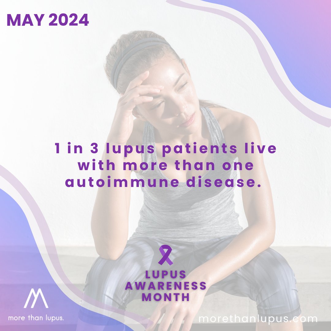 #DYK that 1 in 3 #lupus patients live with more than one autoimmune disease? Some common lupus #overlap #autoimmune conditions include Sjogren's, RA, autoimmune thyroid disease, antiphospholipid syndrome, and scleroderma. #LAM24 #LupusAwarenessMonth #SLE #diseases