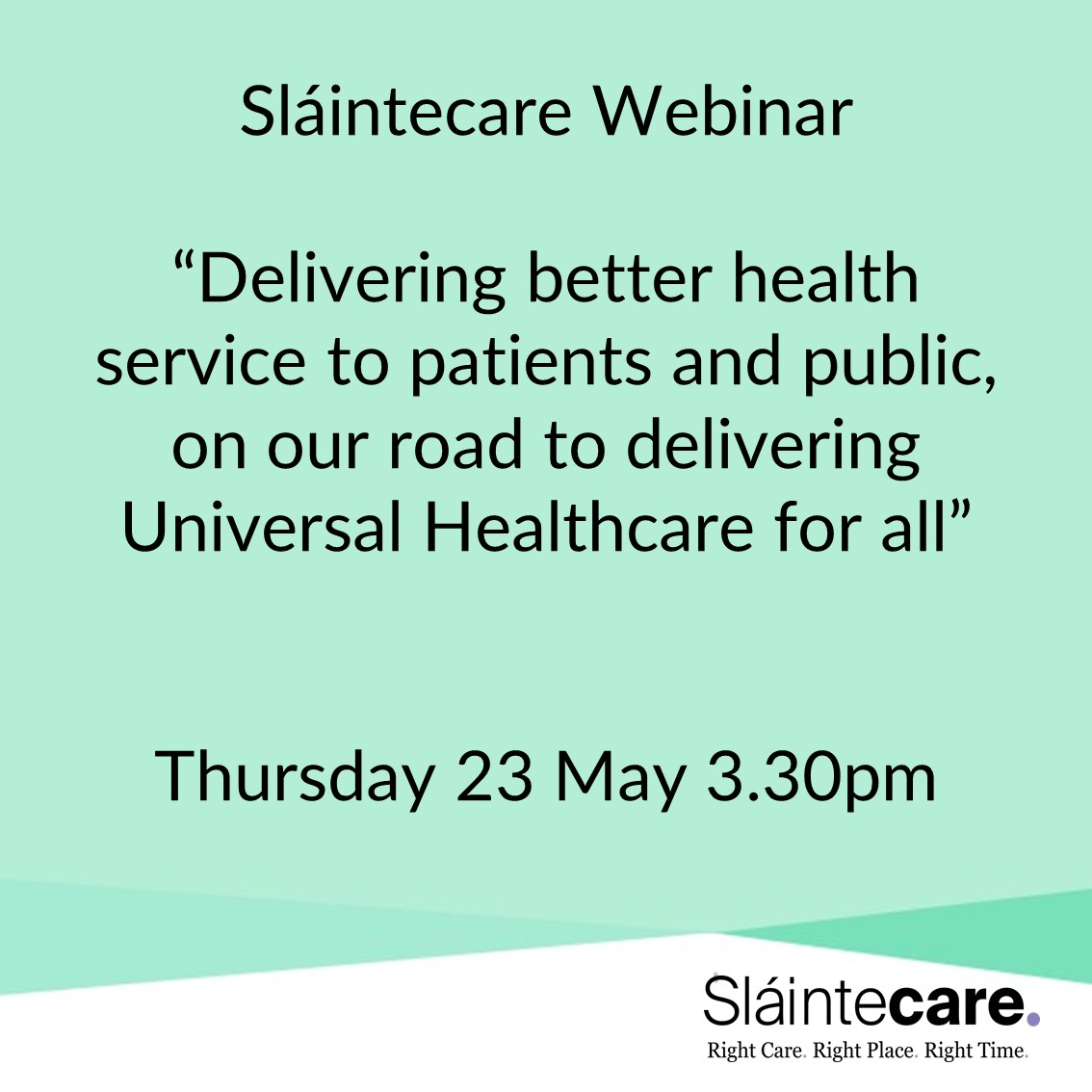 slaintecare's tweet photo. Sláintecare Webinar - there is still time to register https://t.co/x0AQzYZK18
#RightCareRightPlaceRightTime @HSELive https://t.co/I5XaVAO9vd
