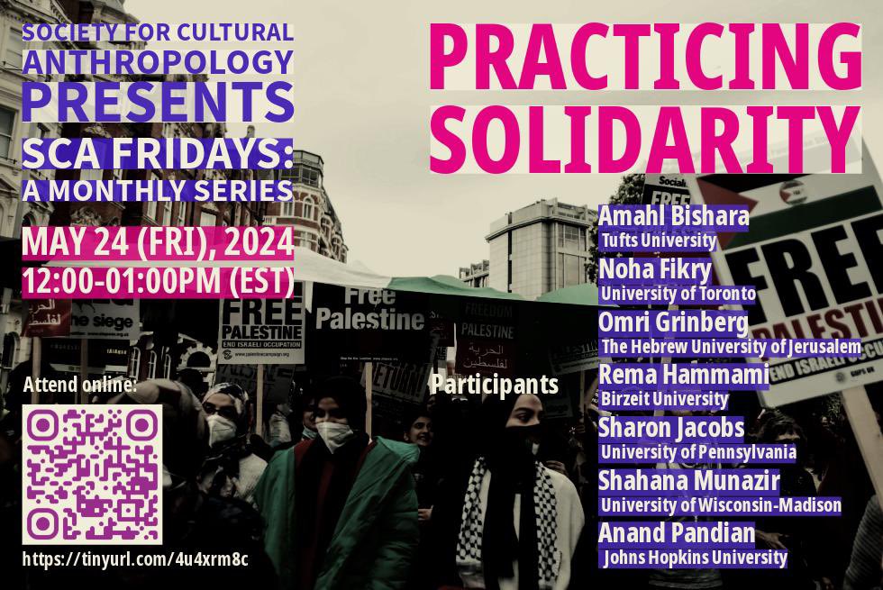 Shahana Munazir (@munazirs) on Twitter photo Join us in this pertinent conversation around practicing solidarity! What does it mean for us to engage in or aspire to a Palestinian solidarity? <a href="/culanth/">Society for Cultural Anthropology</a> <a href="/AmahlBishara/">Amahl Bishara</a> <a href="/anandspandian/">Anand Pandian</a> Join us in this pertinent conversation around practicing solidarity! What does it mean for us to engage in or aspire to a Palestinian solidarity? <a href="/culanth/">Society for Cultural Anthropology</a> <a href="/AmahlBishara/">Amahl Bishara</a> <a href="/anandspandian/">Anand Pandian</a>