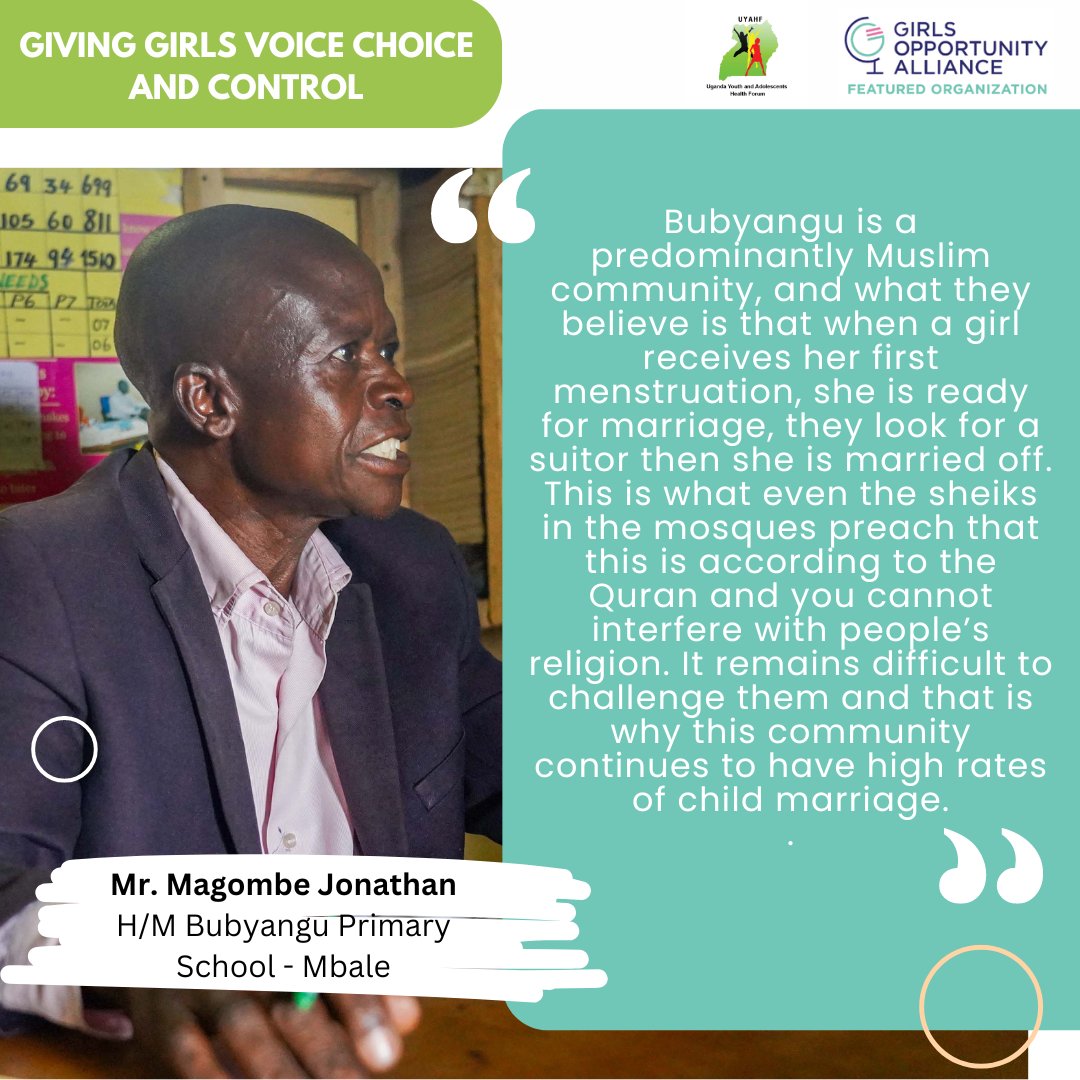 In most rural communities, cultural and religious beliefs, myths, and misconceptions around #menstruation remain a big factor in driving child marriage. Our recent visit to Bubyangu sub-county Mbale district gave us first-hand testimonies about the influence of ungrounded