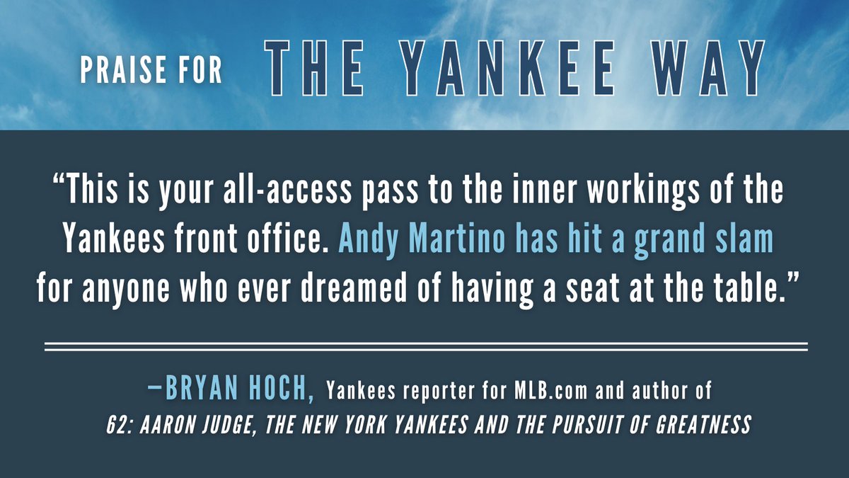 The Yankee Way is out today. Meaning that the time is drawing closer when I will finally shut up about it. But earnestly, this is an untold story that I am extremely excited to share. Thanks to @zbritton @RealMichaelKay @TylerKepner @BobKlap and others for the kind words.