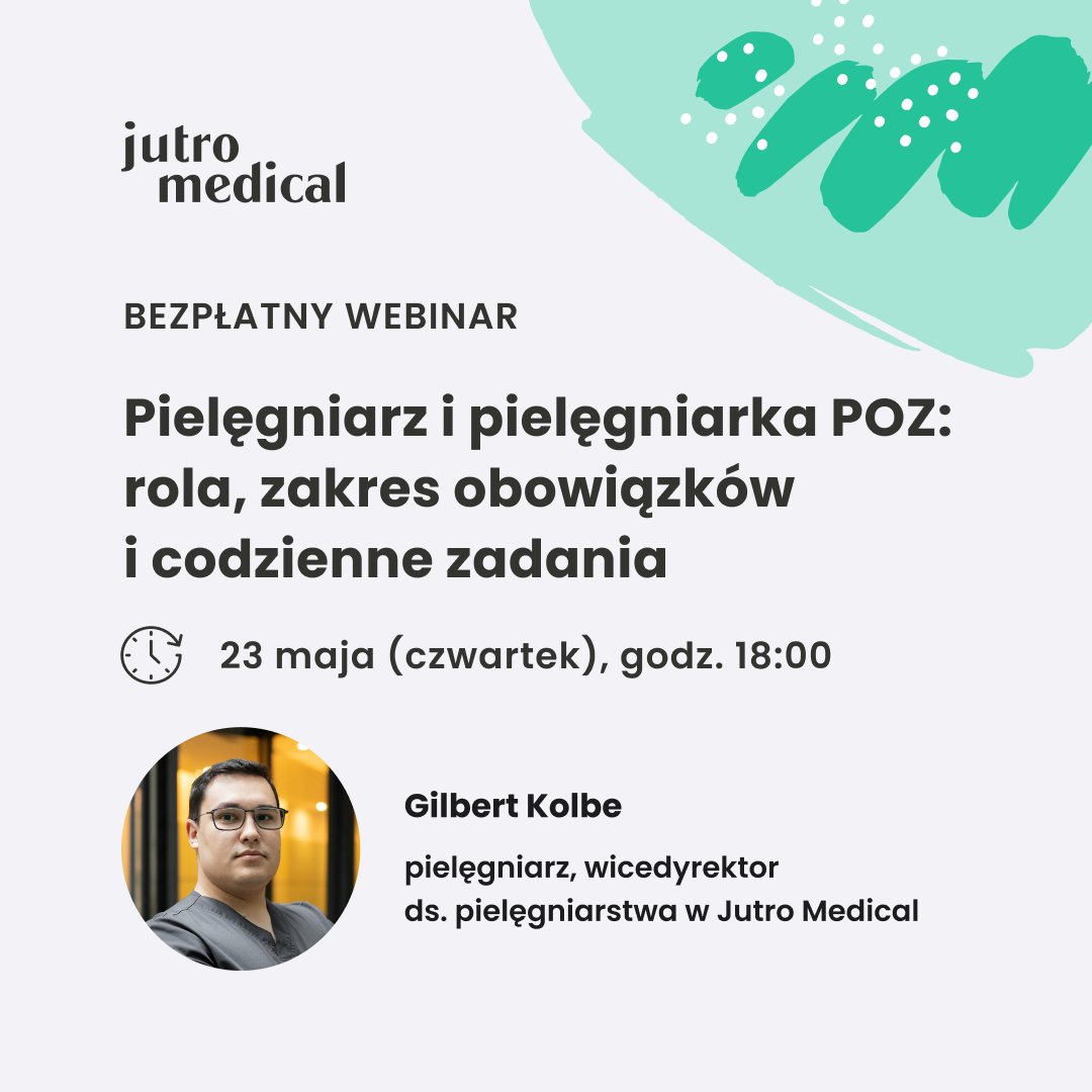 JutroMedical's tweet photo. Zapraszamy na kolejny bezpłatny webinar skierowany do pielęgniarzy i pielęgniarek - już 23.05.2024 o 18:00!

Do wzięcia udziału wymagana jest rejestracja (osoby zapisane otrzymają po transmisji link do nagrania):  https://t.co/tJhc4lF8Xe https://t.co/IuGQqgEAAK
