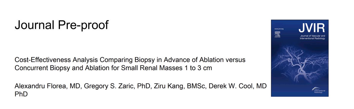 1/5 📢 Cost-effectiveness of concurrent renal mass biopsy (bx) and ablation versus sequential biopsy and ablation in patient with Small Renal Masses (SRMs), from <a href="/JVIRmedia/">JVIR</a>!

Let's explore this study! 🧑‍⚕️💡

#RenalHealth #InterventionalRadiology