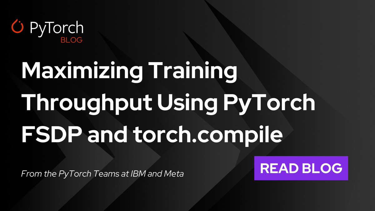 Train 7B models to 4T tokens in just two weeks using PyTorch FSDP and torch.compile. 🔥 Read about the latest on maximizing training throughput from the PyTorch teams at IBM and Meta: hubs.la/Q02xShxb0