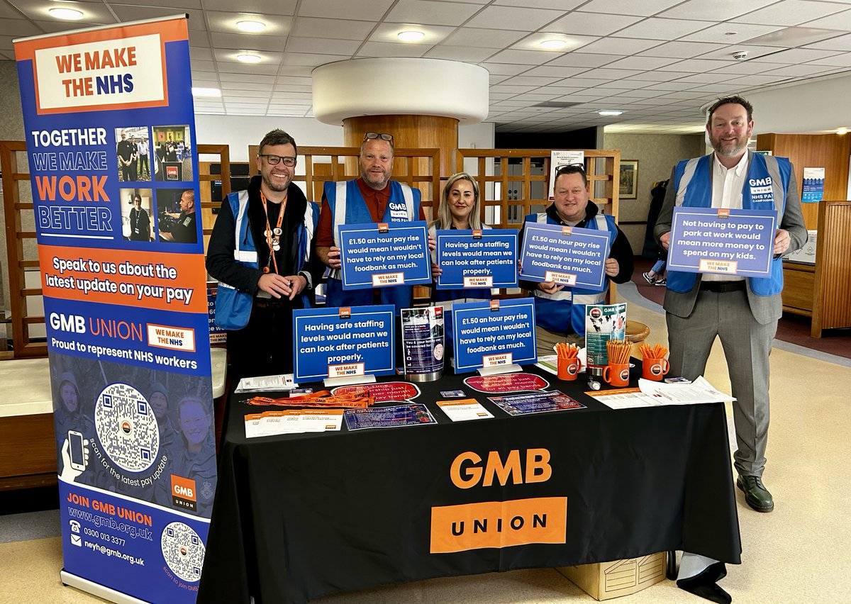 The GMB NHS pay campaign team is out on the road again today – pictured here at The Freeman Hospital in Newcastle. Our amazing NHS workers are telling us they need a significant uplift in pay and a commitment and plan to restore the years of pay erosion to #MakeWorkBetter