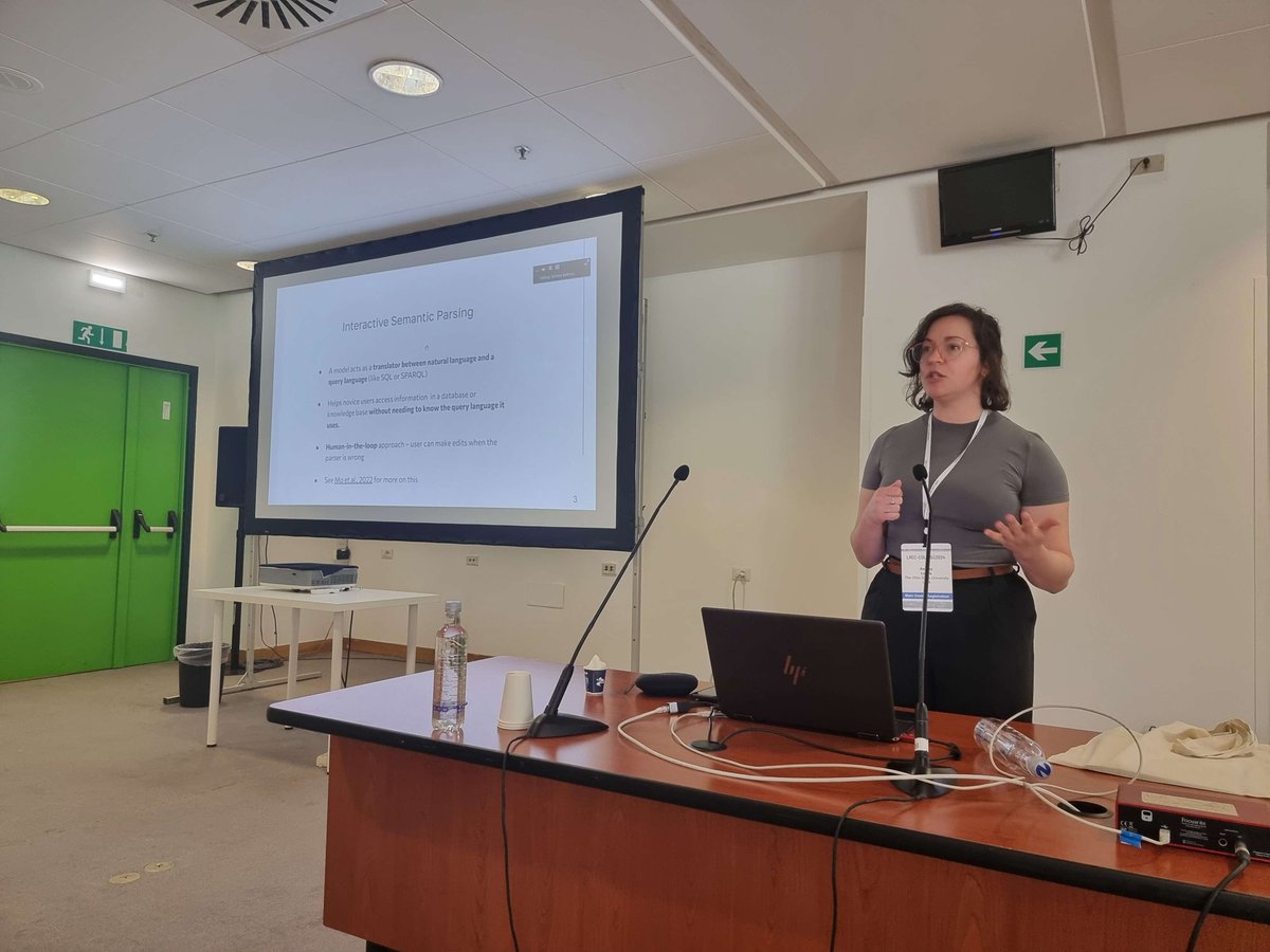 ThomsonSoftware's tweet photo. We are kicking off this afternoon's #HumEval talks with a presentation by Ashley Lewis on "Insights of a Usability Study for KBQA Interactive Semantic Parsing: Generation Yields Benefits over Templates but External Validity Remains Challenging" https://t.co/RdYXrcQj1Y
