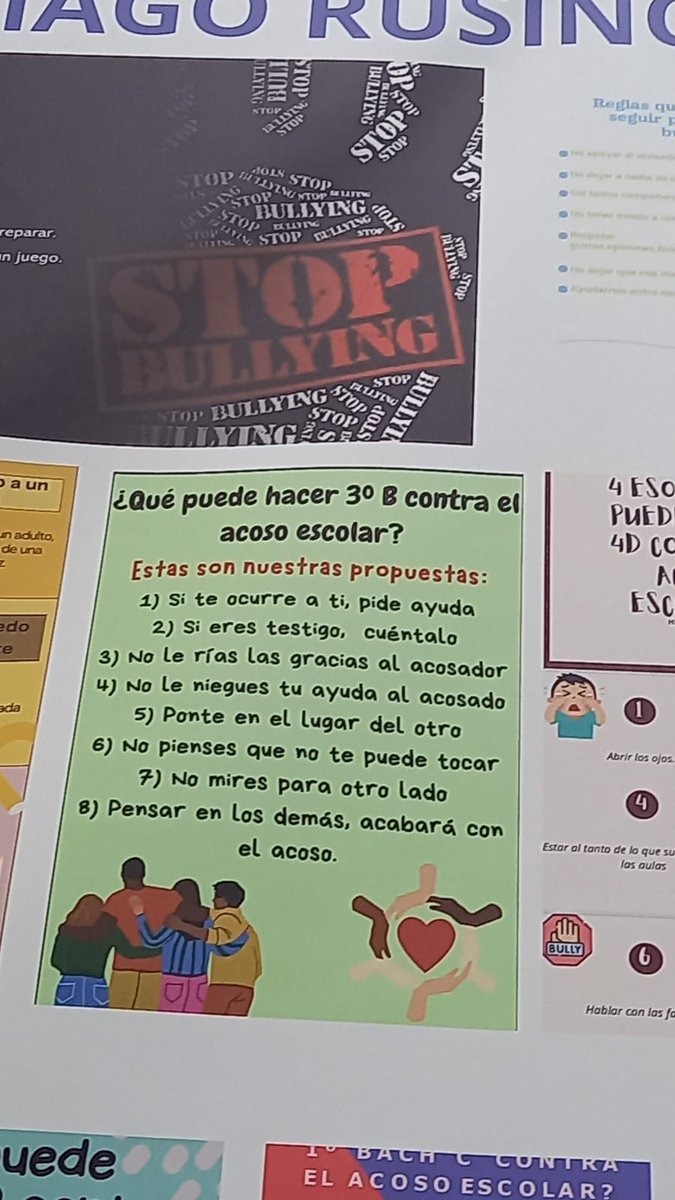 IesStgoRusinol's tweet photo. Ponemos el broche final a la campaña contra el acoso escolar desarrollada en el centro con esta gran pancarta diseñada por todos los grupos del instituto.
#noalacoso #pescm https://t.co/wU0c0G5F76