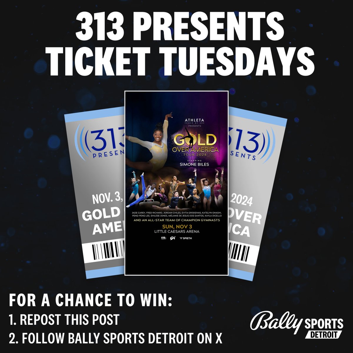 🎟️ 313 PRESENTS TICKET TUESDAYS 🎟️ Your chance to win tickets to an upcoming @313Presents event/concert! How to enter: ➖ Repost this post ➖ Follow @BallySportsDET No purchase necessary. MI and OH residents only. 18+. See full rules at bit.ly/313tickets.