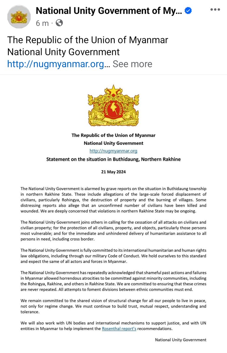 The <a href="/NUGMyanmar/">National Unity Government Myanmar</a>'s statement on Buthidaung lacks crucial details. Omitting the #ArakanArmy's role undermines efforts to address the situation and ensure accountability. Shame on you for playing politics with human lives. We urge a clear stance against all perpetrators of violence.