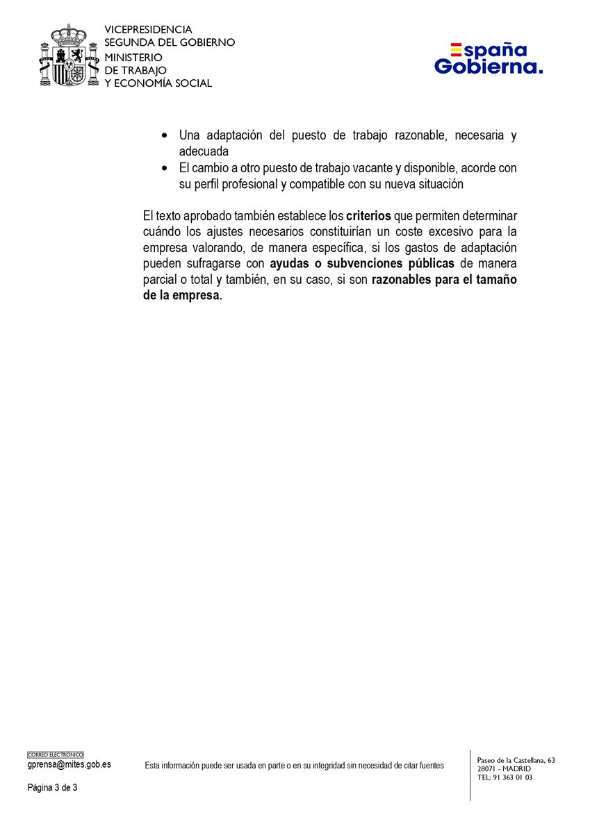 ¡OJO!: De la STJUE de 18 de enero de 2024 al Consejo de Ministros de hoy (21 de mayo). Aprobada hoy la modificación del art. 49.1.e del ET (extinción del contrato en caso de declaración de IP Total o absoluta). 
#incapacidadpermanente