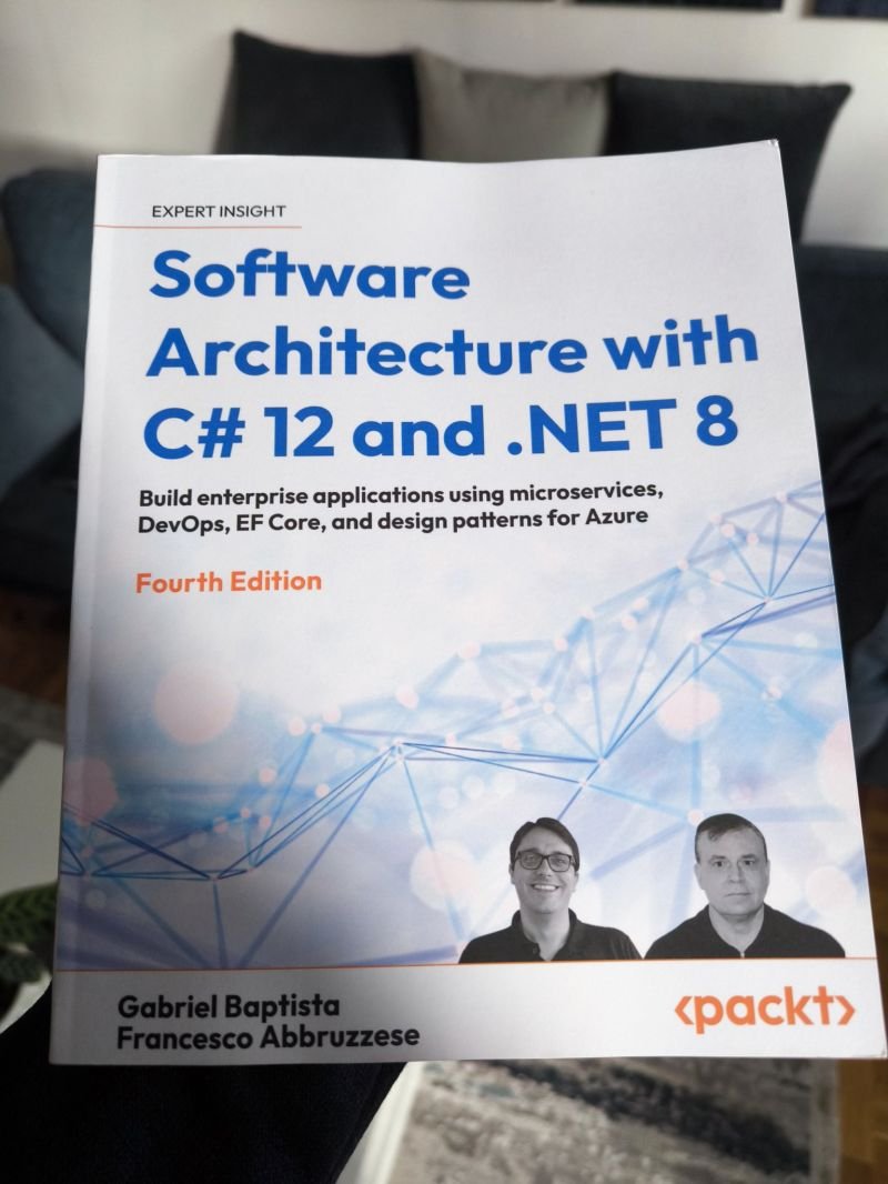 mjovanovictech's tweet photo. I recently read "Software Architecture with C# and .NET 8". 
 
Here's why you should consider this book. 👇 
 
It starts from the fundamentals. When was the last time you read about the waterfall model in a book? Maybe we've been relying too much on Agile. 
 
It also discusses Non-Functional Requirements and how they can impact your choice of software architecture. 
 
You'll also read about best practices for coding in C#. Remember, simple code is good code. The authors discuss coupling, maintainability, cyclomatic complexity, etc. 
 
Domain-driven design is an unavoidable topic in today's software development. This chapter focuses more on tactical patterns. The authors also touch on CQRS and Event sourcing. 
 
Here are a few more topics that you'll read about: 
 
- Service-oriented architecture 
- Microservices architecture 
- Serverless cloud functions 
- SQL and NoSQL databases 
- Kubernetes 
 
Overall, I enjoyed this book, and I think you will, too. 
 
You can grab your copy here: https://t.co/6RM5RfwRP8 
 
--- 
 
𝗣.𝗦. If you liked this, you will love The .NET Weekly newsletter. Join 49,000+ engineers to improve your .NET and software architecture skills. 
 
Subscribe here → https://t.co/d8zUyNQOgm