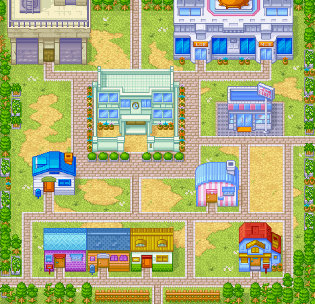 Omikuji Town (Riverview City) in Medarot 2 vs how it looks like in Medabots on GBA #メダロット