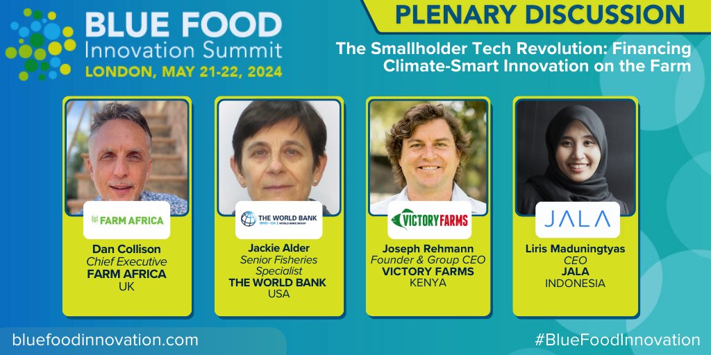 Are you participating in the <a href="/BlueFoodSummit/">Blue Food Summit</a>? Come to the panel discussion on The Smallholder Tech Revolution with participation of the <a href="/WorldBank/">World Bank</a> expert: wrld.bg/9S0t50RAZVj
📅 May 22, 2024 
🕑 13:50 - 14:30 PM | London BST

#BlueFoodInnovation | #PROBLUE_Ocean