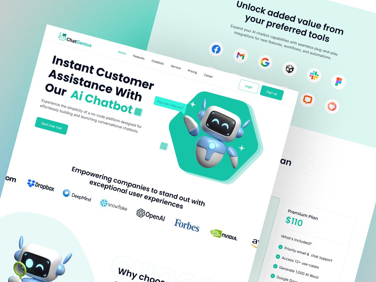 arhamtechpro's tweet photo. Check Our latest exploration of Ai Chatbot Website landing page design.

Check Dribbble: https://t.co/N2VBvPj960

#chatbot #aichatbot #ai #landingpage #websitedesign #SaaS #arhamtechpro https://t.co/7Nj6p4JqBD