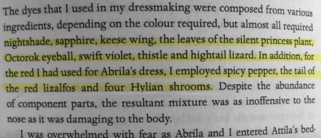 aidoniAstyxia's tweet photo. The guy who wrote this later wrote a book where he just took the recipe for red dye from BOTW https://t.co/TbJK8DROuN
