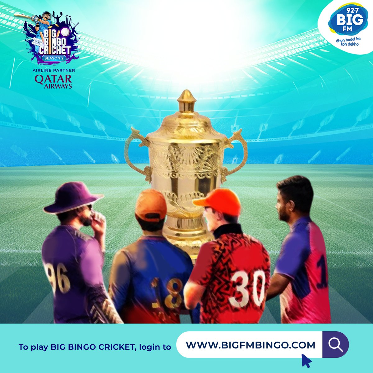The stage is set 😎 The #TopFour are ready to clash for the ultimate prize. Register and login on bigfmbingo.com to start playing NOW 🏏 Airline Partner: @qatarairways #BIGFM #DhunBadalKeTohDekho #BIGBingoCricket #IrfanPathan #Cricket #Sports