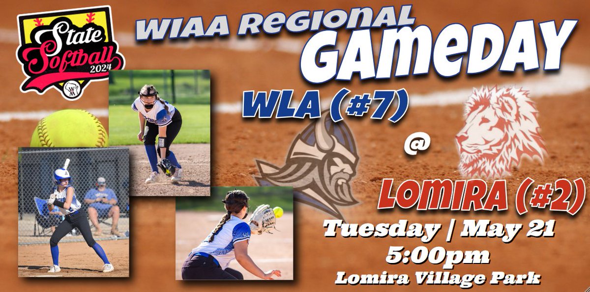 🥎REGIONAL GAMEDAY🥎

The WIAA playoffs continue tonight. We travel to Lomira for the Regional Semi-Finals. First pitch is 5:00pm! Come out and cheer on your Vikings!!  #GoVikes!!

👀- #7 WLA (10-10) 🆚 #2 Lomira (19-6)
⏰- 5:00pm
🏟️- Lomira Village Park