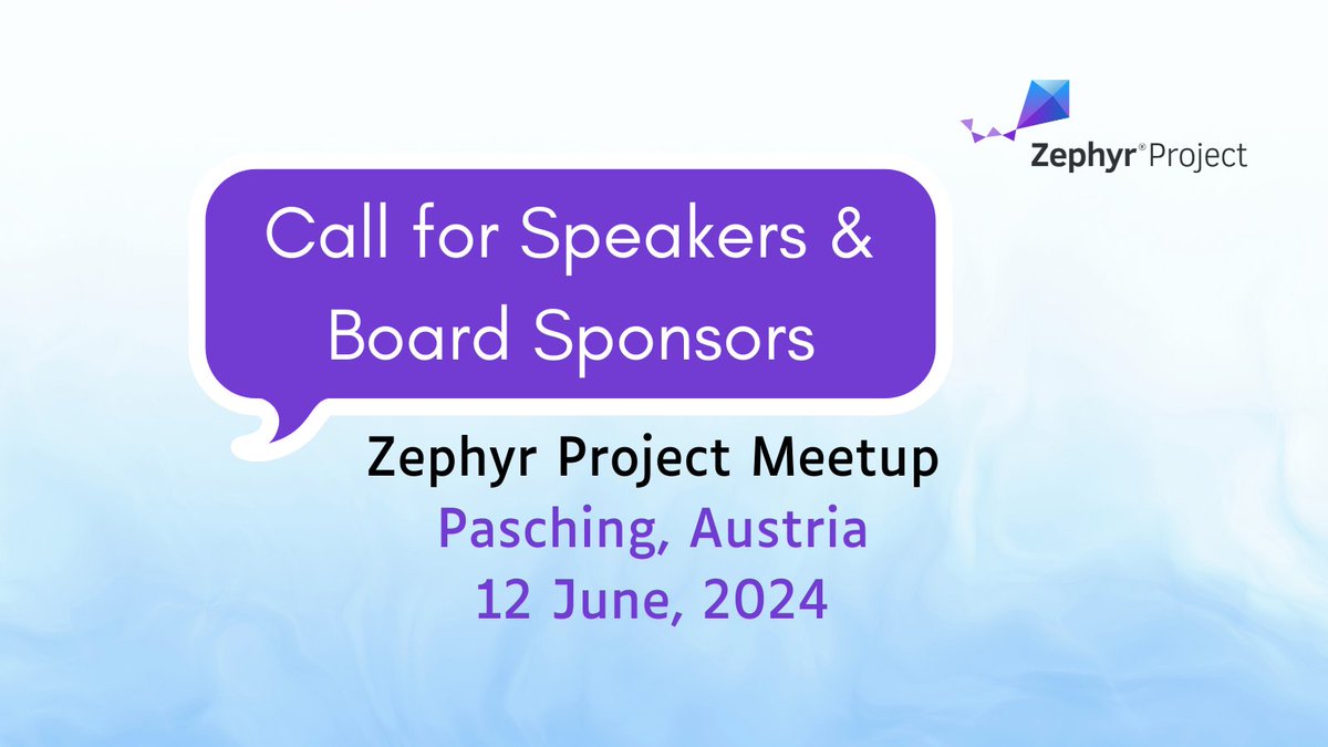 Join us as a speaker and share your #ZephyrRTOS use cases with our community. Learn more: hubs.la/Q02xXvT10