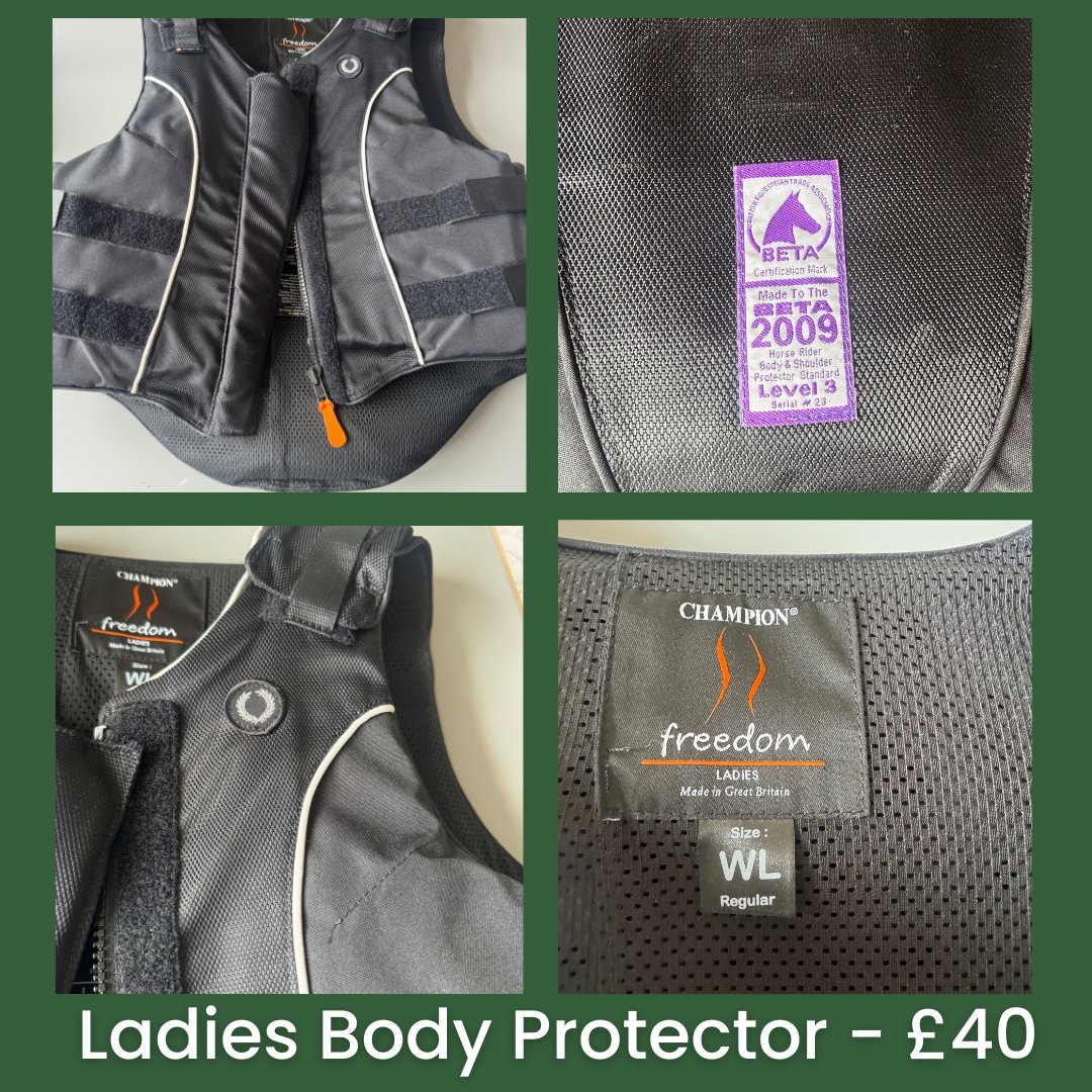 🐴 Ladies Body Protector for Sale – Hardly Used - £40 🐴

Champion Body Protector – Woman’s Large
Only every used twice, in excellent condition. 

🔗 crazyabouthorses.co.uk/listing/ladies…

#EquestrianMarketplace #HorseMarketplace #EquineGear #HorseLovers