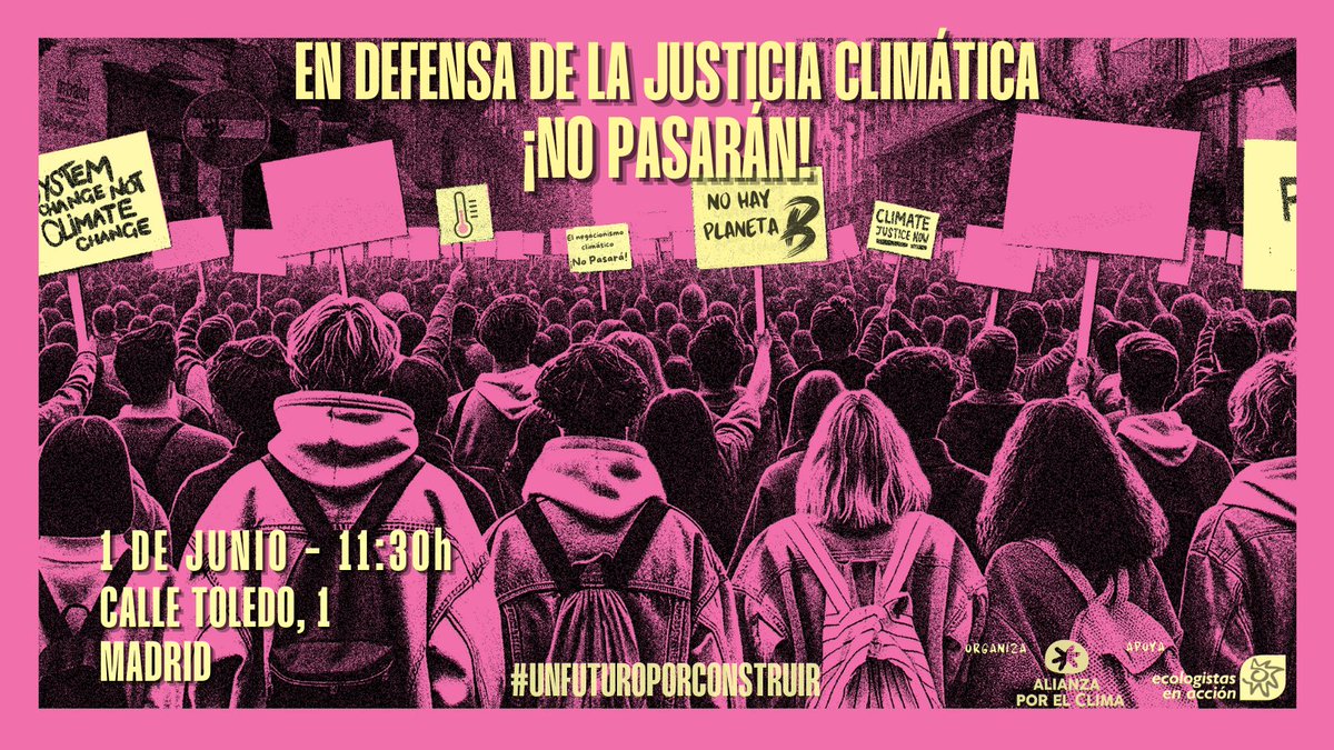 📣 ¡Europa, es hora de defender la justicia climática! Únete el 1 de junio📆 ¡Nos estamos movilizando en muchos países de la UE 🇪🇺 para exigir justicia social y climática! Recuerda, juntos #WeMakeTheFuture #UnFuturoPorConstruir👇 + info tinyurl.com/map-d3m0s