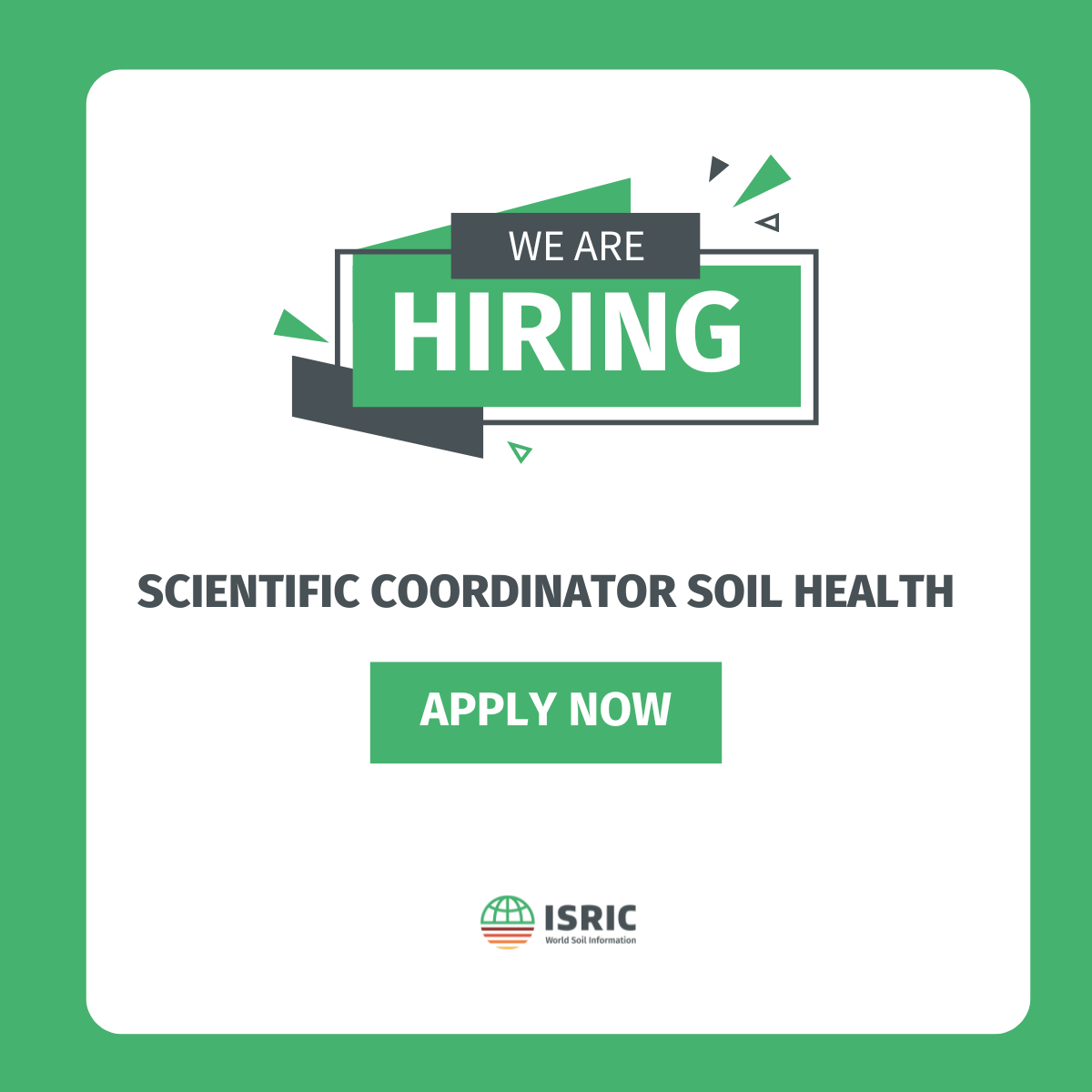 📢 #JobAlert Scientific Coordinator #SoilHealth Are you a passionate scientist in the field of soils, soil fertility, and soil management? Do you have strong leadership qualities? This job may be perfect for you! 👉 More info: bityl.co/Q22I