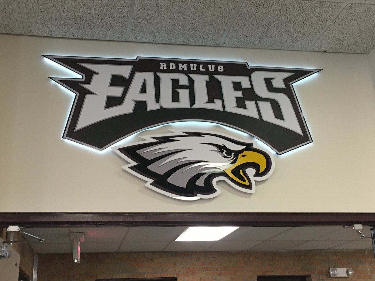 Thanks @Coach_Searcy for showing @CalvinKnightsFB love this morning. Appreciate the hospitality in recruitment of your @romulus_eagleFB student athletes! #CalvinGoldRush