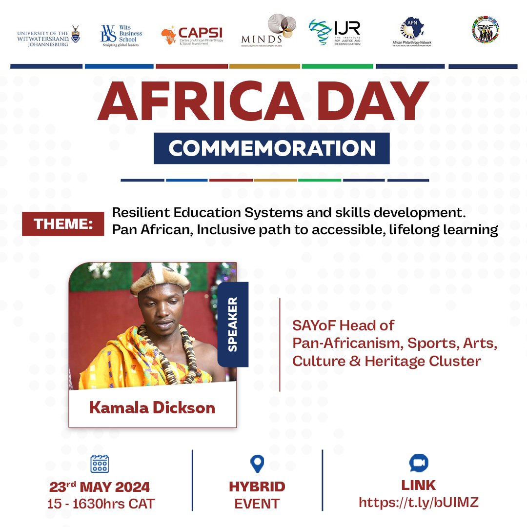 💡Africa Day Commemoration 2024 Speaker Spotlight 📣 @ItsKamala 📌Theme: Resilient Education Systems and skills development. Pan African, Inclusive path to accessible, lifelong learning. 🗒23 May 2024 ⏰1500hrs CAT 🔗Registration Link: zoom.us/webinar/regist…