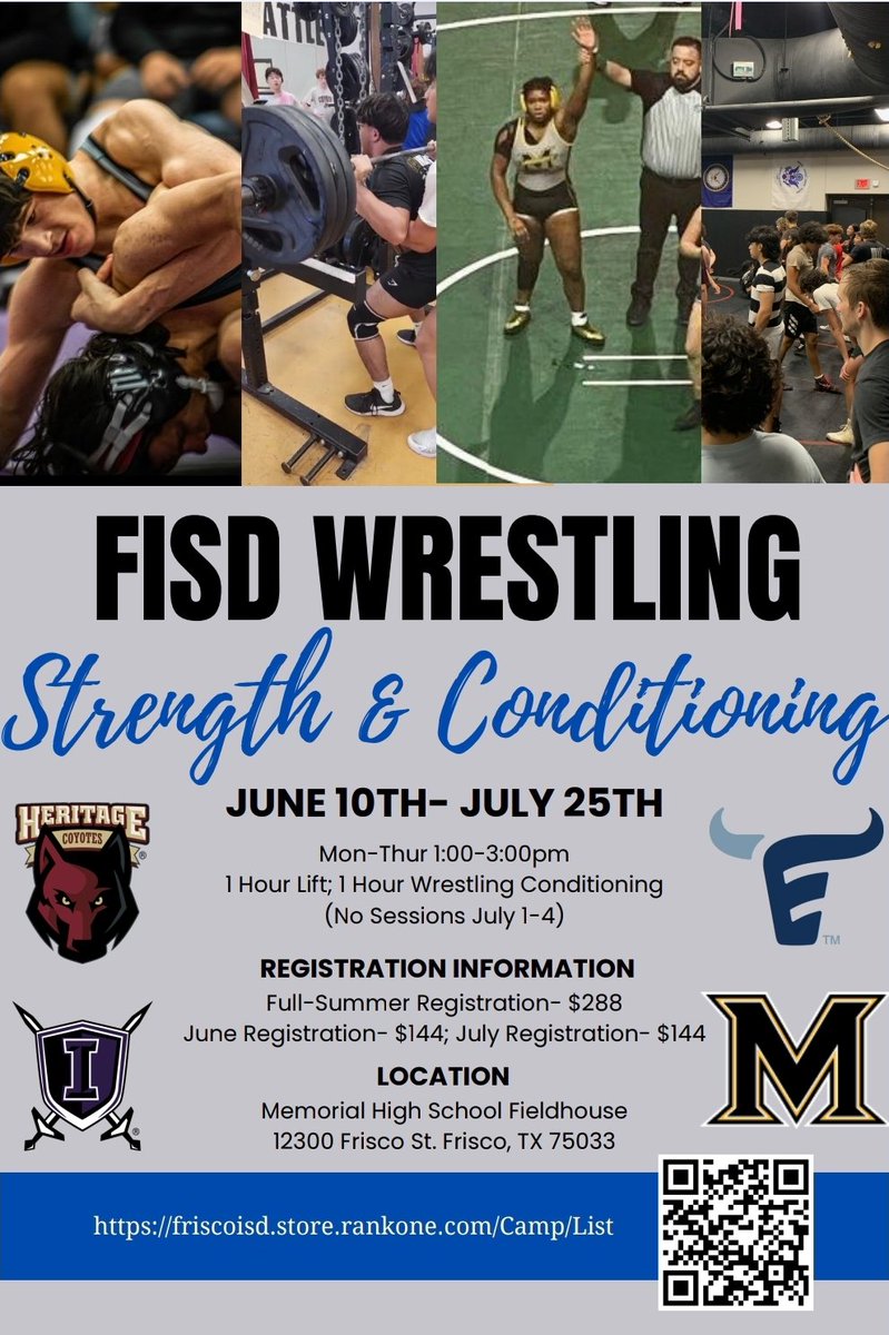 Did you know that 36 State Qualifiers & 10 State Placers from @Friscoisdsports at the UIL State Wrestling Tournament spent their summer months training at @2018Memorial? Still time to sign up for Wrestling S&C 2024! #WarriorMentality #IronSharpenIron