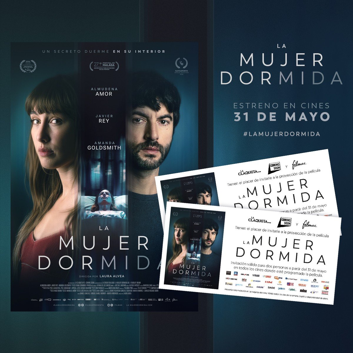 TerrorActo_'s tweet photo. ¡Tenemos sorteo de #LaMujerDormida! (estreno 31 de mayo)

Cortesía de Filmax, ofrecemos 3 entradas dobles de cines. Para participar: 
· Sigue a @filmax, @TerrorActo_ y @JoseMellinas_
· Haz RT  
· Menciona a un/a amigo/a

Fin: 23 de mayo a las 21:00h. Solo España. https://t.co/dEHcGMVWwD