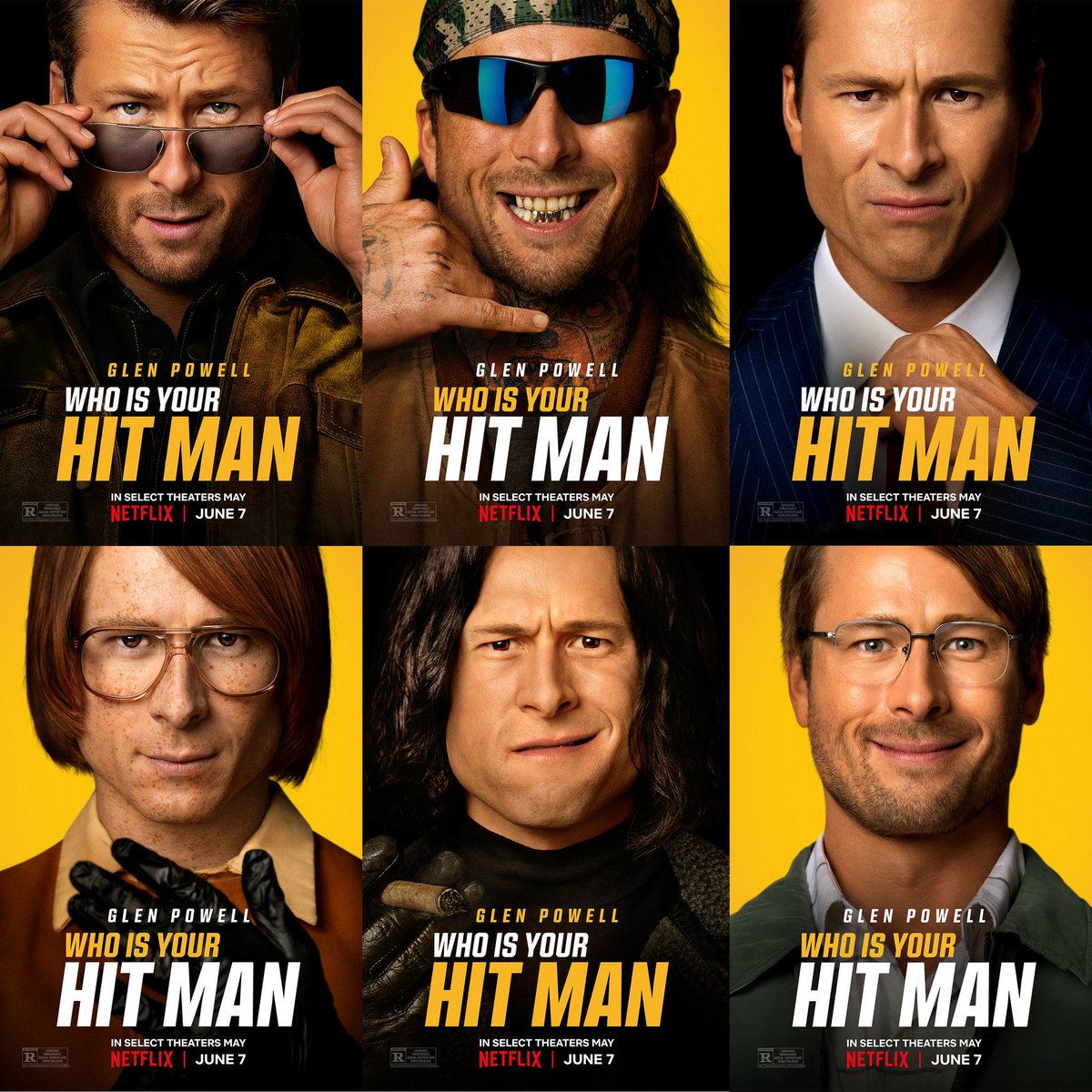 'Hit Man'ではグレン・パウエルの特殊すぎるキャラの演じ分けに注目
イケメン,陽キャ,ジェントルマンにキモキャラまで,あらゆるキャラのグレン・パウエルに出会えます