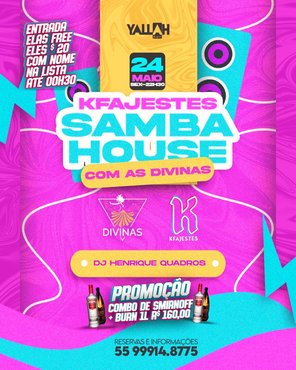 kfajestes's tweet photo. O SEXTOU já tem data, hora e local!! 
SEXTA É DIA DE KFAJESTES⁩ SAMBA HOUSE COM AS @bloco_divinas NO @YallahHall
NÃO VAI PERDER ESSA NÉ? 
Lembrando que com nome na lista ELAS tem entrada FREE até 00:30 em, SOMOS TODOS KFAJESTES
🔥🔥🔥🔥🔥🔥🔥 https://t.co/ymjVpncelw