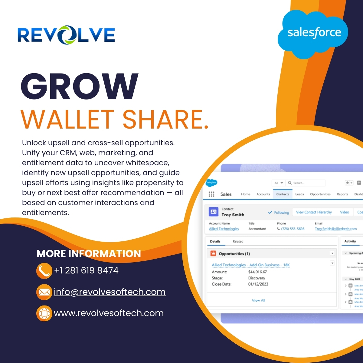 RevolveSoftech's tweet image. Unify your CRM, web, marketing, &amp;amp; entitlement data to uncover whitespace, identify new upsell opportunities, &amp;amp; guide upsell efforts using insights like propensity to buy or next best offer recommendation — all based on customer interactions and entitlements.

#Revolve #salesforce