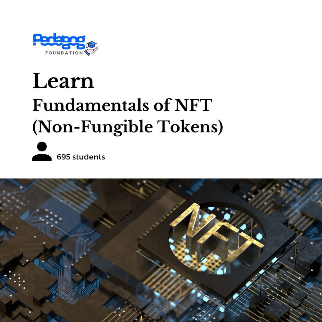 Our Course Recommendation for the day is 
Fundamentals of NFT (Non-Fungible Tokens) by Harper William!

Visit pedagog.ac today to know more.
 
Course link 👉🏻 pedagog.ac/course/ALL-ABO…

#digital #online #growth #growthhackers #trending #shorts #blockchain #nft #pedagog