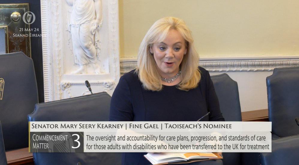 Commencement Matter 2: Senator Mary Seery Kearney @SeeryKearney – To the Minister for Children, Equality, Disability, Integration and Youth: The oversight for care plans, and standards of care for adults with disabilities transferred to the UK. bit.ly/2WW5Fwa