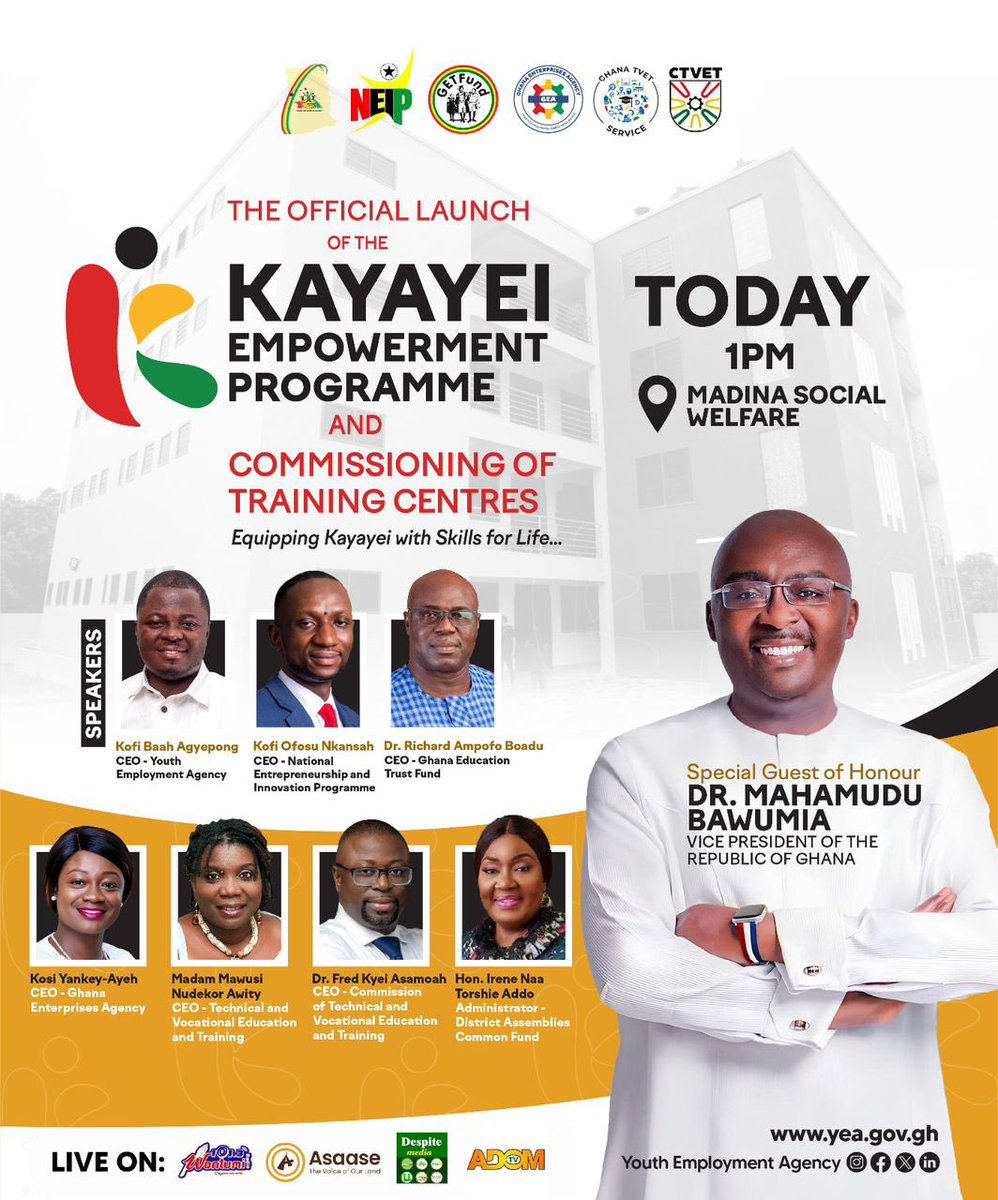 AsareRexford7's tweet photo. IT IS TODAY!
TIME IS 1PM PROMPT 
The Vice President of Ghana, Dr Alhaji Mahamudu Bawumia, will launch the 'Kayayei' Empowerment and Training Program to train over 5,000 Kayayei accross the country. 
Be part of the launch at Madina Social Welfare near the Madina
#BoldSolutions. https://t.co/nWUVZMK5T7